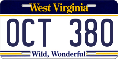 WV license plate OCT380
