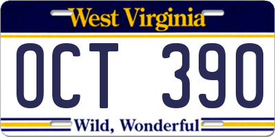 WV license plate OCT390