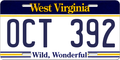 WV license plate OCT392