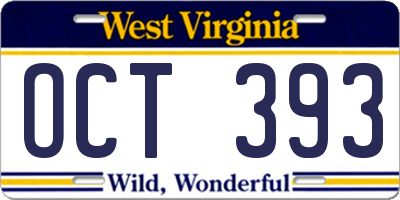 WV license plate OCT393