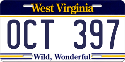 WV license plate OCT397