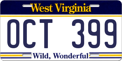 WV license plate OCT399