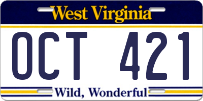 WV license plate OCT421