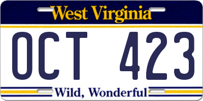 WV license plate OCT423