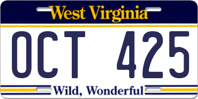 WV license plate OCT425
