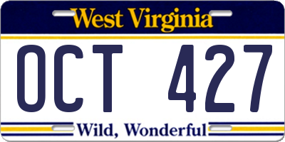 WV license plate OCT427