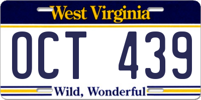 WV license plate OCT439