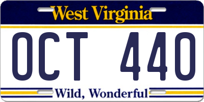WV license plate OCT440