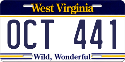 WV license plate OCT441