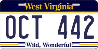 WV license plate OCT442