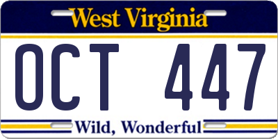 WV license plate OCT447