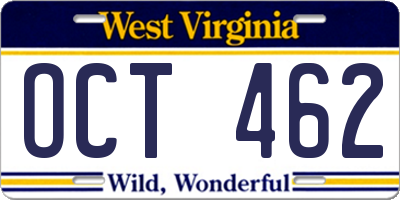 WV license plate OCT462