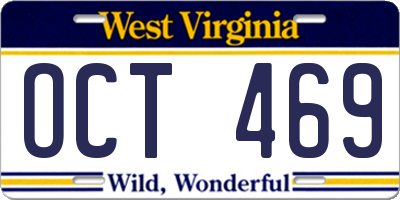 WV license plate OCT469