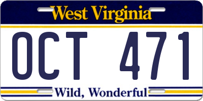 WV license plate OCT471