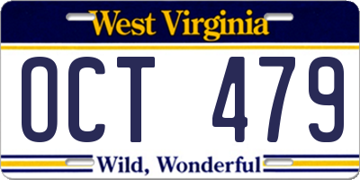 WV license plate OCT479