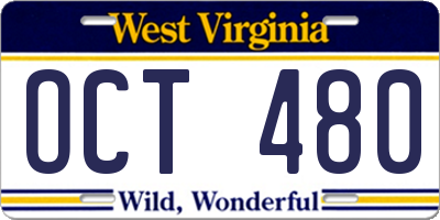 WV license plate OCT480