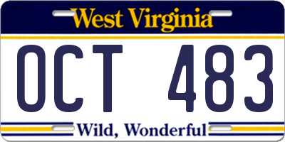 WV license plate OCT483