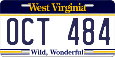 WV license plate OCT484