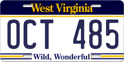 WV license plate OCT485
