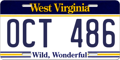 WV license plate OCT486