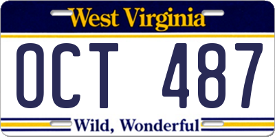 WV license plate OCT487