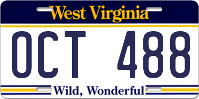WV license plate OCT488