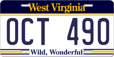 WV license plate OCT490