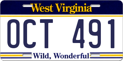 WV license plate OCT491