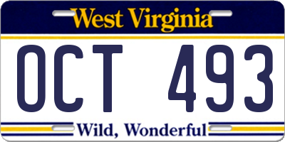 WV license plate OCT493