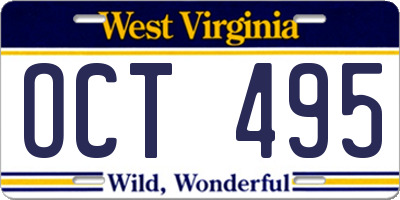 WV license plate OCT495