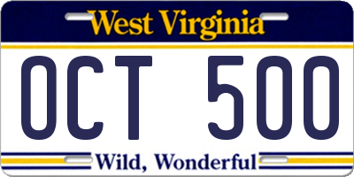 WV license plate OCT500
