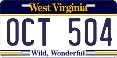 WV license plate OCT504