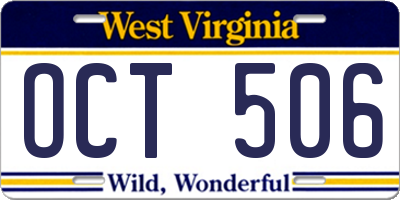 WV license plate OCT506