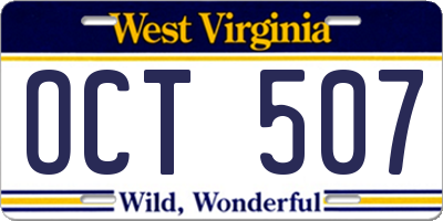 WV license plate OCT507