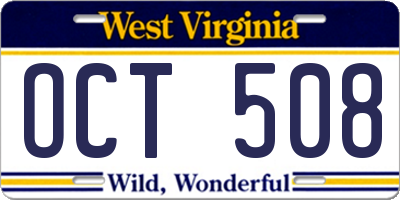 WV license plate OCT508