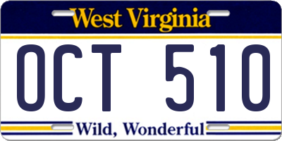 WV license plate OCT510