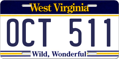 WV license plate OCT511
