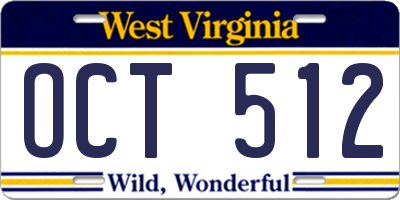 WV license plate OCT512