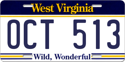WV license plate OCT513