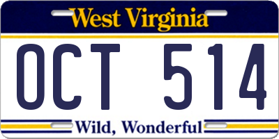 WV license plate OCT514
