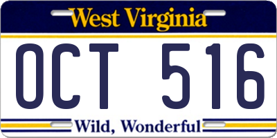 WV license plate OCT516