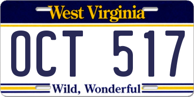 WV license plate OCT517