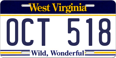 WV license plate OCT518