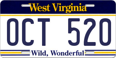 WV license plate OCT520