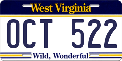 WV license plate OCT522