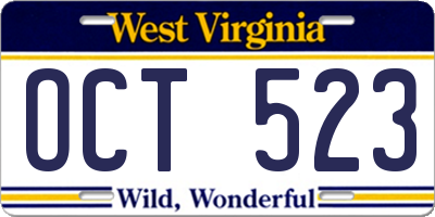 WV license plate OCT523
