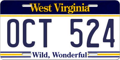 WV license plate OCT524