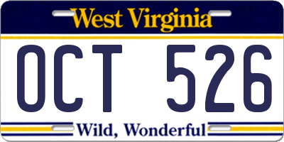 WV license plate OCT526