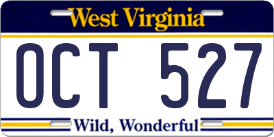 WV license plate OCT527