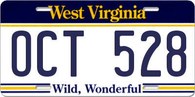 WV license plate OCT528